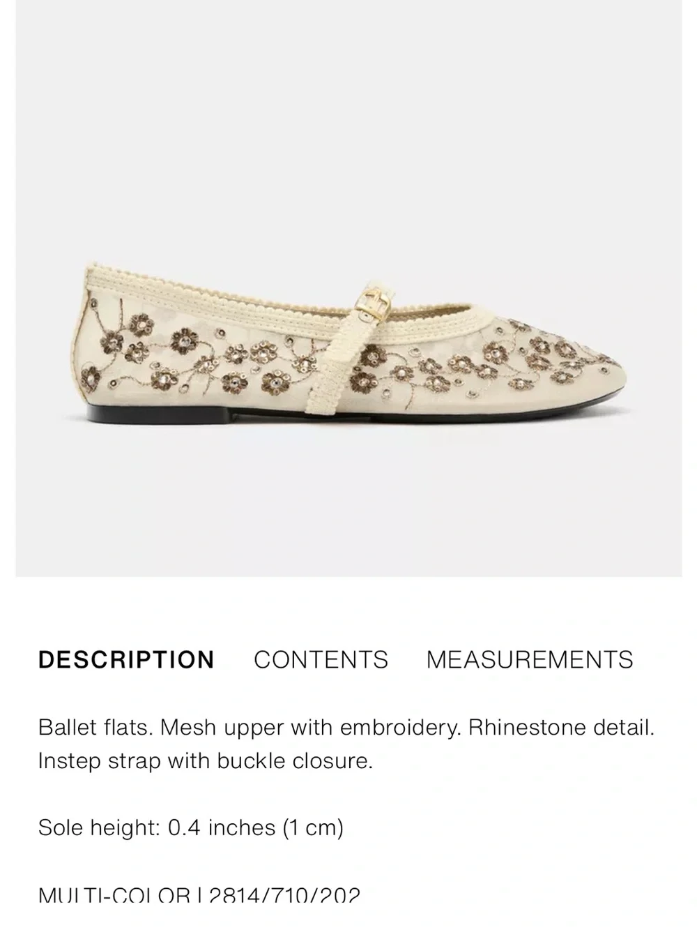 Zara Mesh Ballet Flats with rhinestones